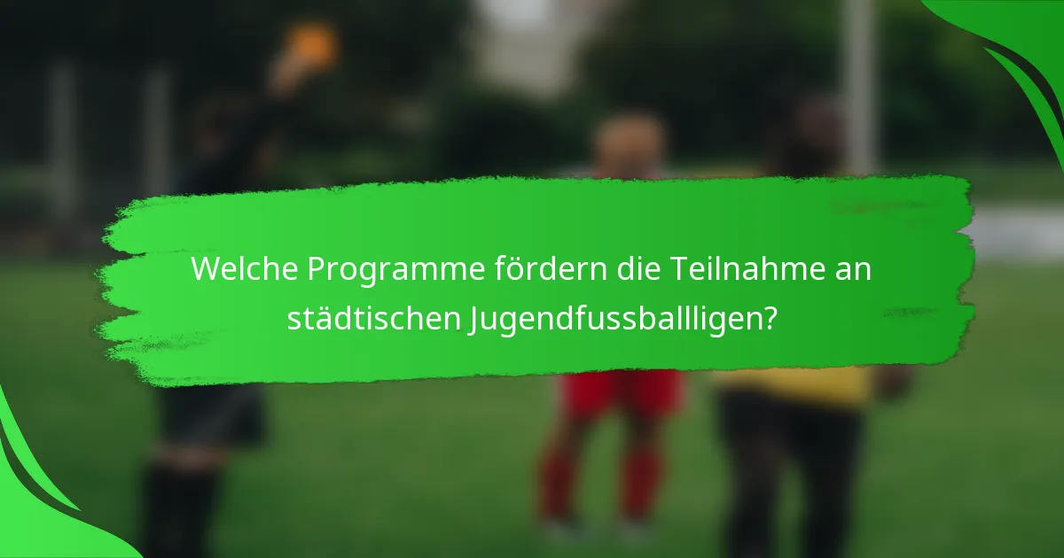 Welche Programme fördern die Teilnahme an städtischen Jugendfussballligen?