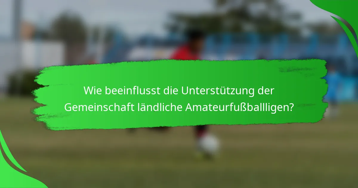 Wie beeinflusst die Unterstützung der Gemeinschaft ländliche Amateurfußballligen?