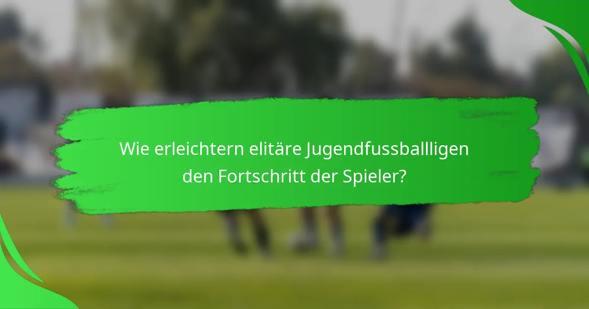 Wie erleichtern elitäre Jugendfussballligen den Fortschritt der Spieler?