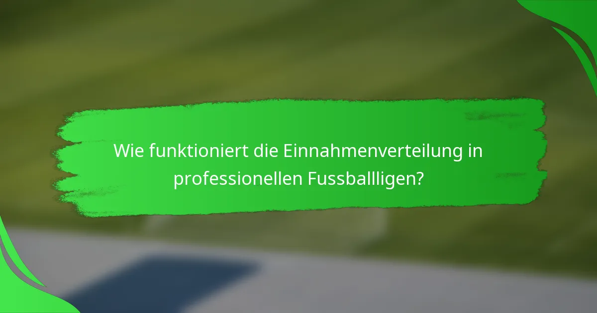 Wie funktioniert die Einnahmenverteilung in professionellen Fussballligen?