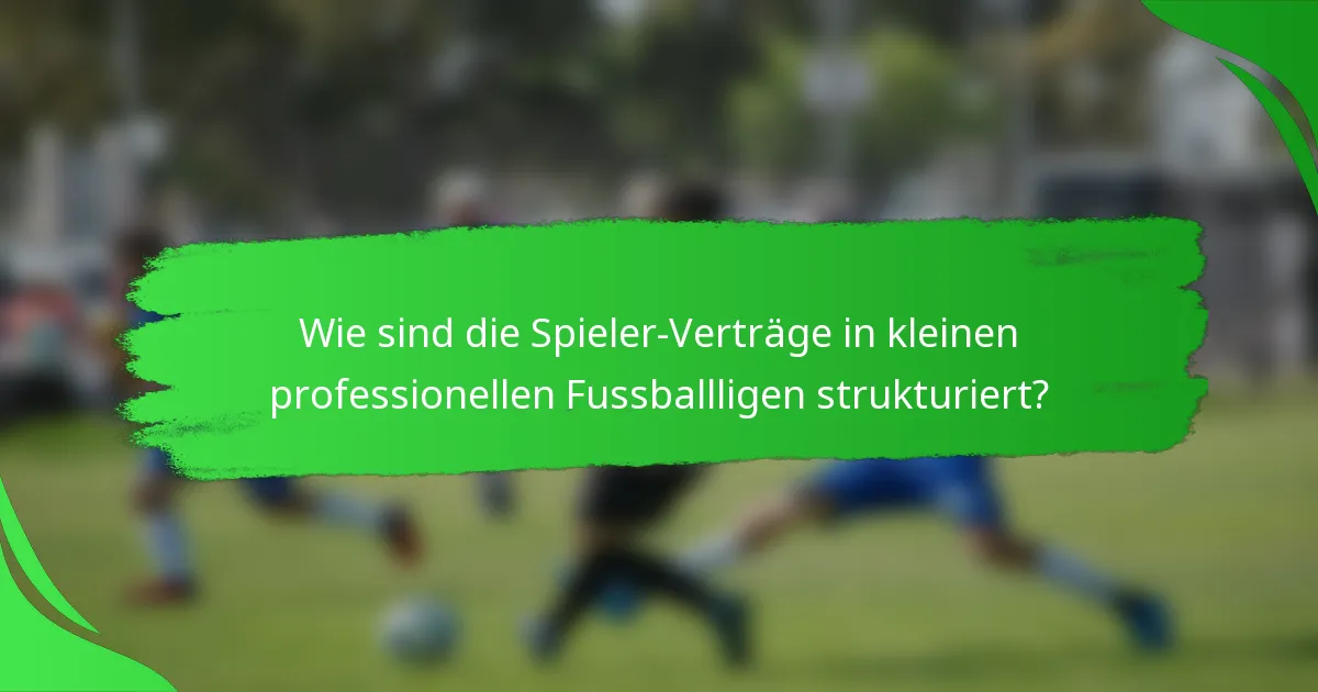 Wie sind die Spieler-Verträge in kleinen professionellen Fussballligen strukturiert?