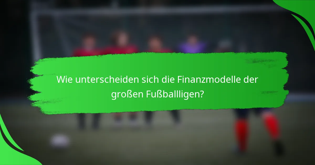 Wie unterscheiden sich die Finanzmodelle der großen Fußballligen?
