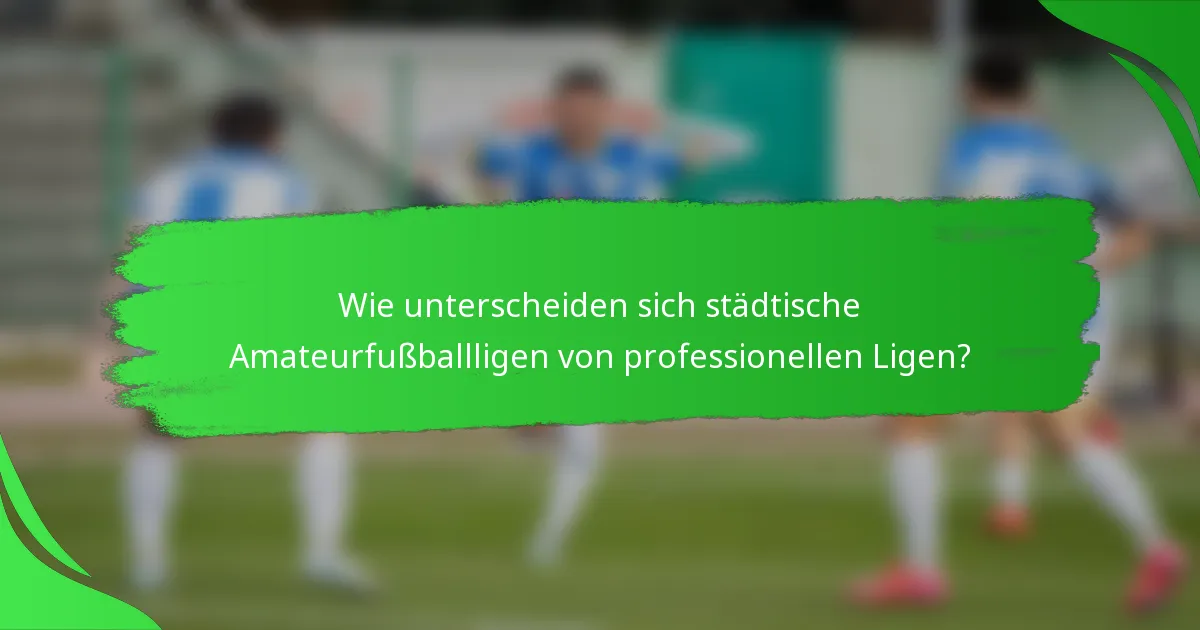 Wie unterscheiden sich städtische Amateurfußballligen von professionellen Ligen?