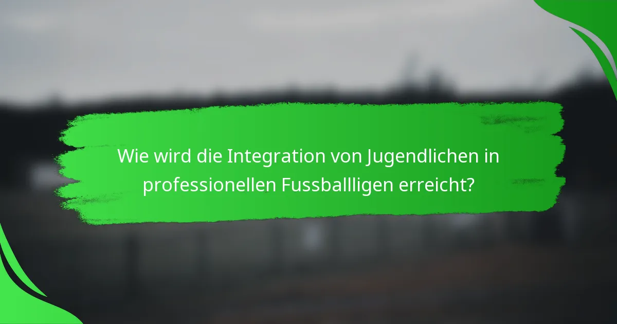 Wie wird die Integration von Jugendlichen in professionellen Fussballligen erreicht?